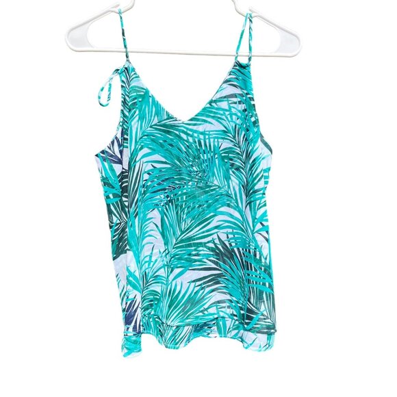 Ann Taylor Factory Size S Women's Camisole Top Tropical Leaves Beachy Oversize - Picture 4 of 8